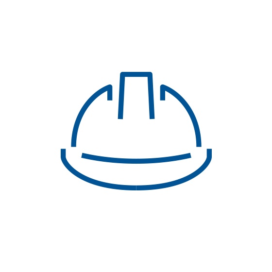 Blue icon of a hard hat