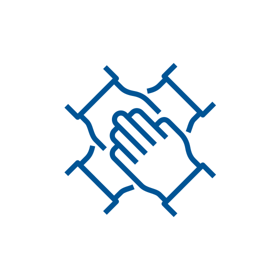 Blue icon of all hands in