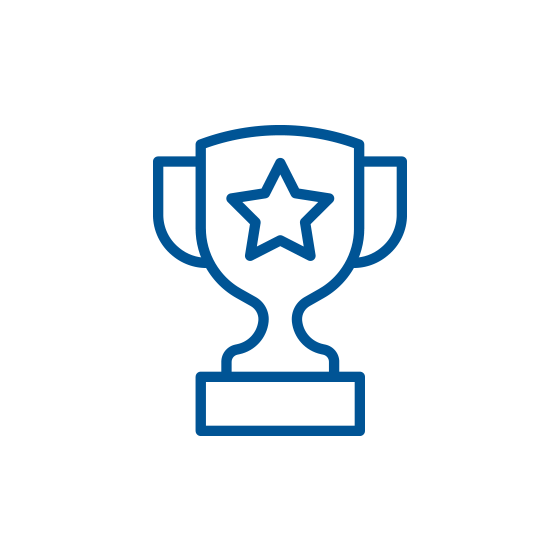 Blue icon of a trophy