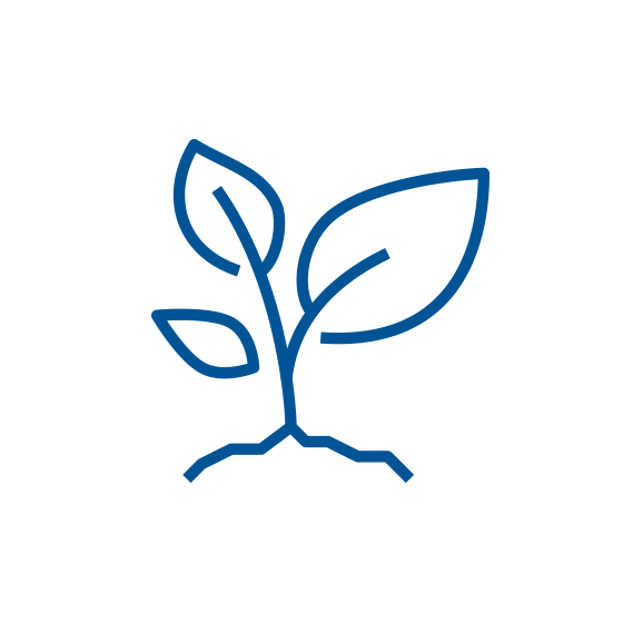 Blue icon of a plant