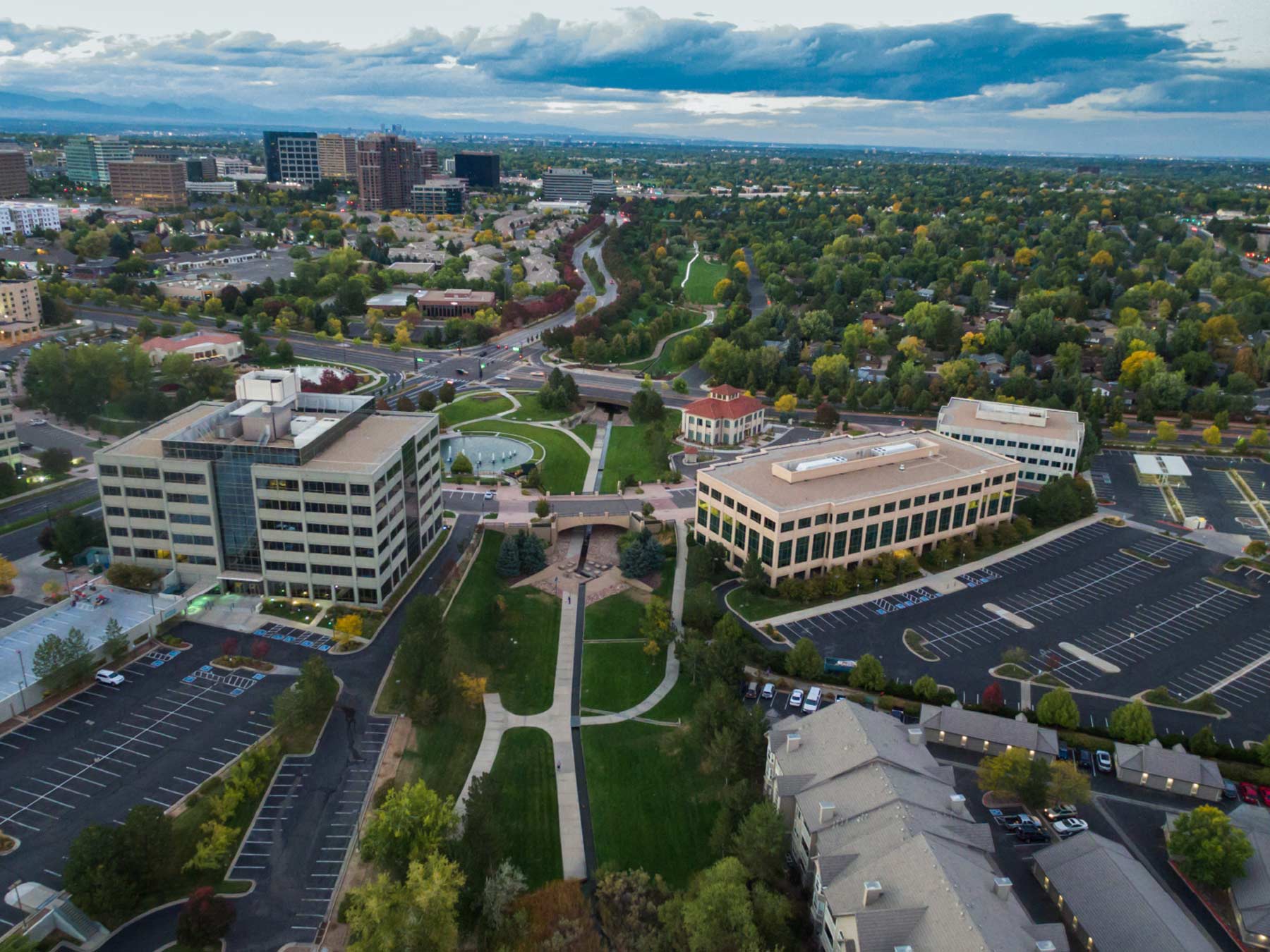 Aerial photo of city on cloudy day