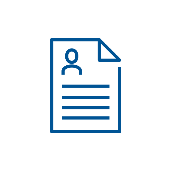 Blue icon of a job application